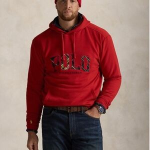Polo Ralph Lauren Men’s Plaid Fleece Hoodie Logo Red 3XLT NWT